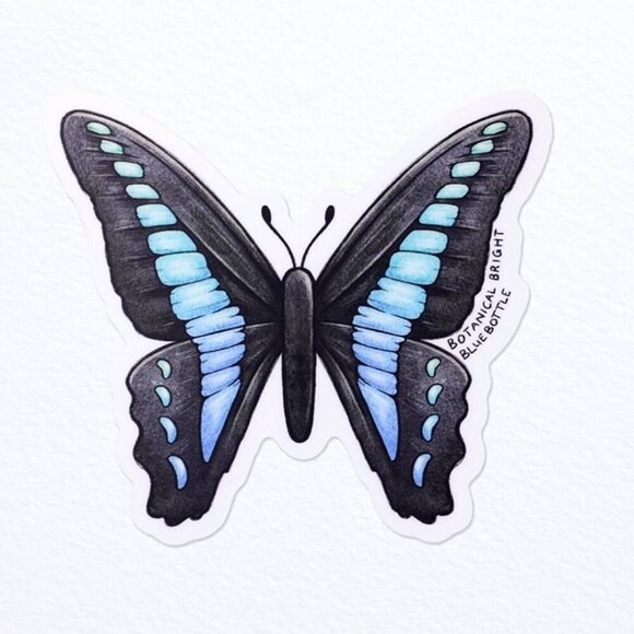 3 for $15 - Bluebottle Butterfly Sticker - Waterproof Vinyl Nature Decal - Picture 2 of 6